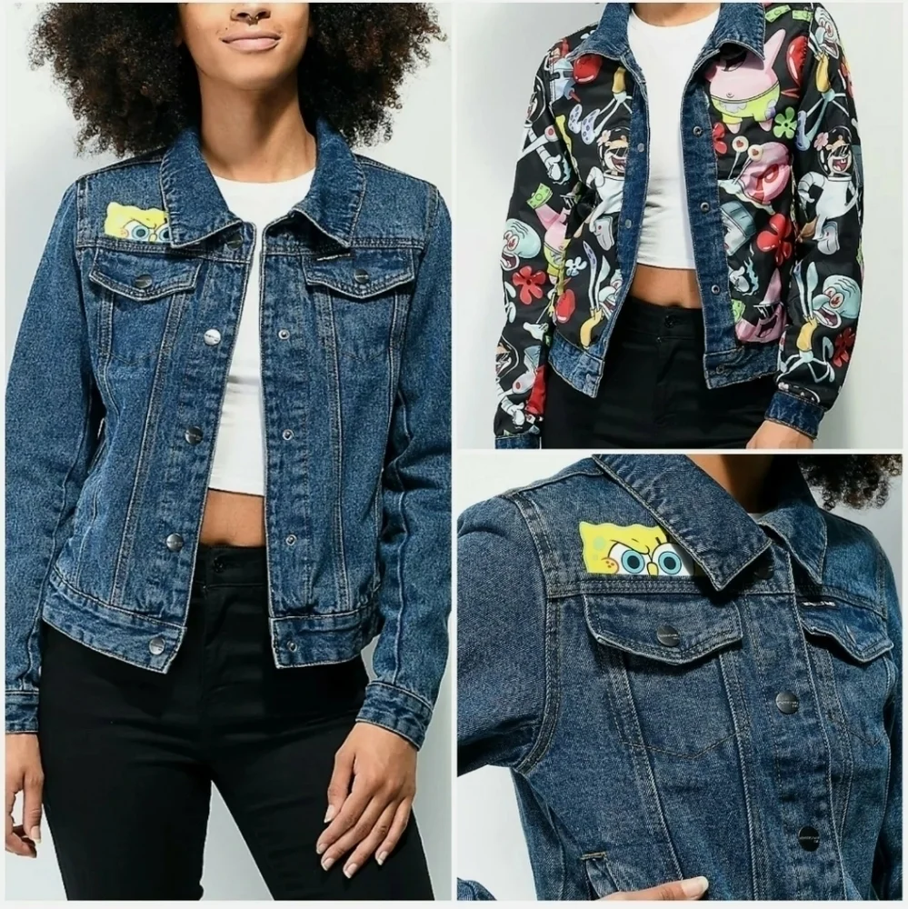 Members Only SpongeBob Reversible Denim Trucker Jacket